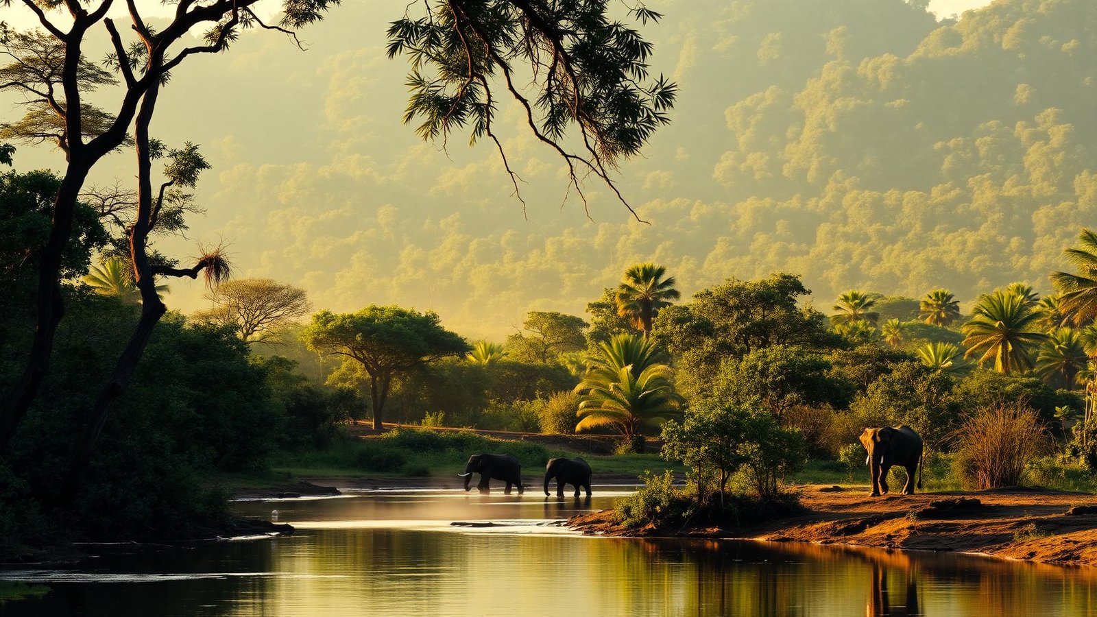 Elephants at Wikki Warm Springs in Yankari National Park