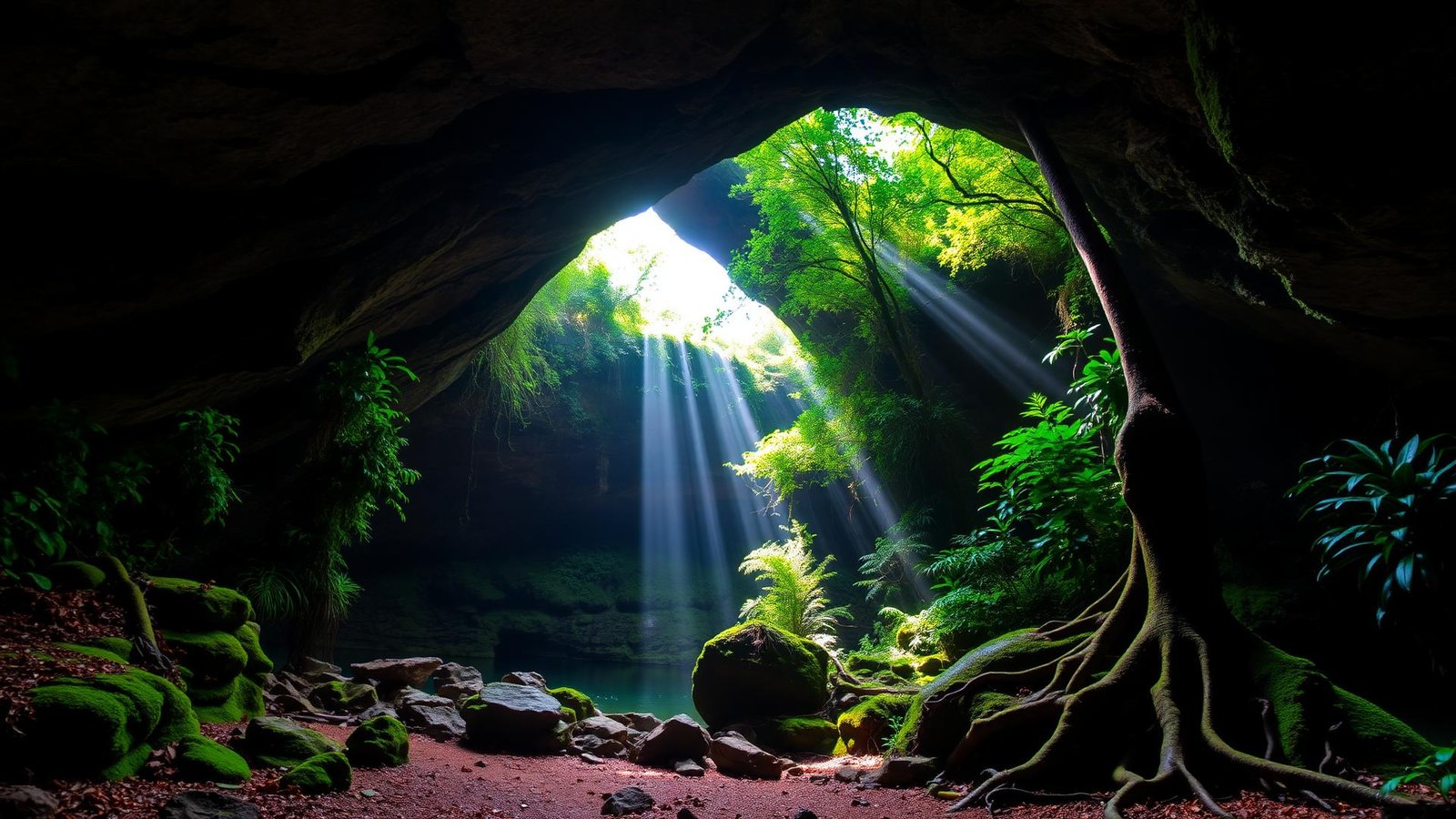 Sunlight streaming into the moss-covered mouth of the Ogbunike Caves in Anambra